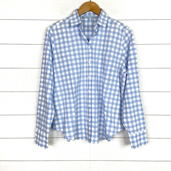 Hill House Tops - Hill House Blue Gingham Check Shirt Cotton Relaxed Fit James Button Down Classic
